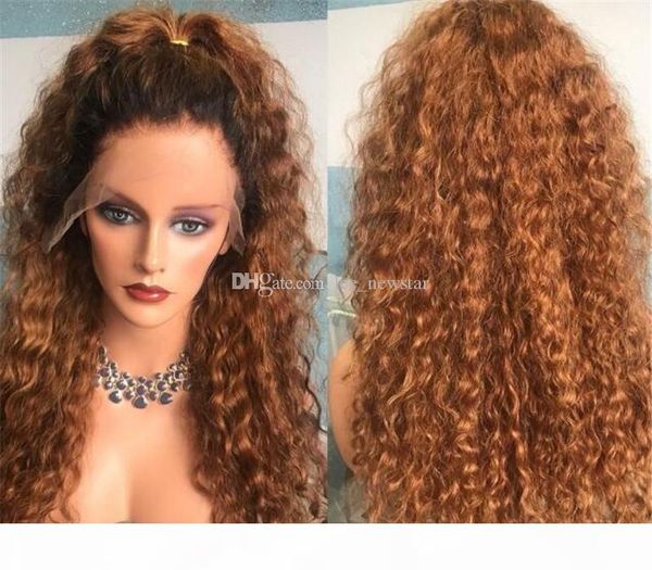 

1b#30# curly pre pucked full lace wigs for women peruvian remy hair full lace wig human hair with baby hair, Black;brown
