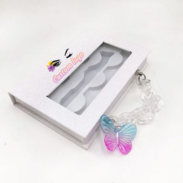 

custom lashes box for false eyelashes 5pairs lash book with chain hard magnetic cases eyelash soft paper boxes