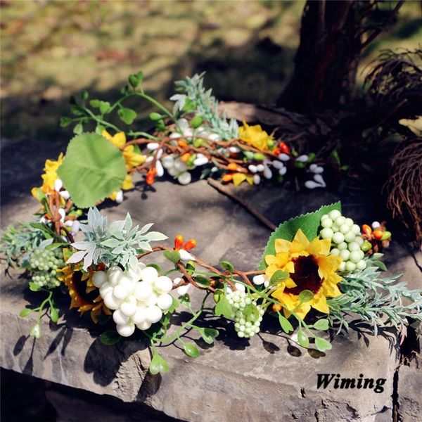 

decorative flowers & wreaths rattan simulation flower headband for women girls po props beach wedding party decoration cute bridal
