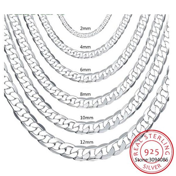 

chains 8mm 925 sterling silver italian cuban curb chain necklaces for men's women fashion figaro layering necklace
