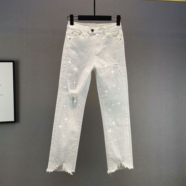 

women's jeans female jeans with rhinestones, spring collection and autumn , high waist, tight, cowboy pants straight, for students 064t, Blue