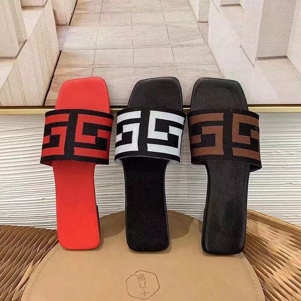 

official website 70% off outlet summer letter rhinestone for women to wear one word large size sandals flat bottom ladies slippers dropshipp, Black