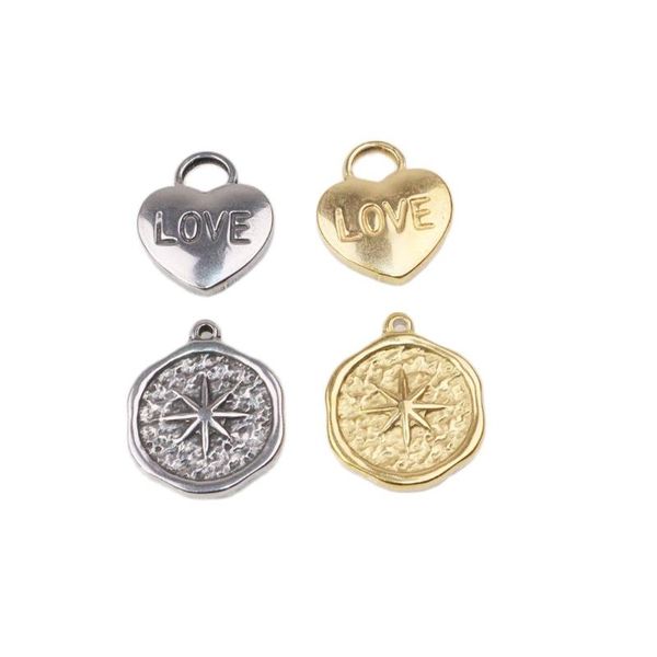 

charms 5pcs 15mm wholesell stainless steel lock star pendant diy necklace earrings unfading 2 colors, Bronze;silver