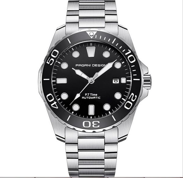

wristwatches men's automatic mechanical watch stainless steel strap waterproof business sports 353, Slivery;brown