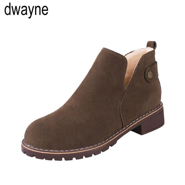 

boots fashion women winter suede slip on ankle lambswool motorcycle female warm fur plush insole botas mujer99, Black