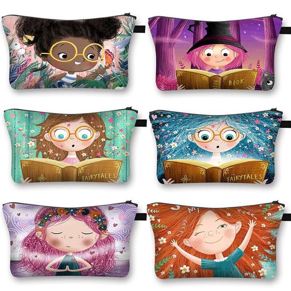 

cosmetic bags & cases african girl print bag reng book fashion clutch woman travel portable makeup case