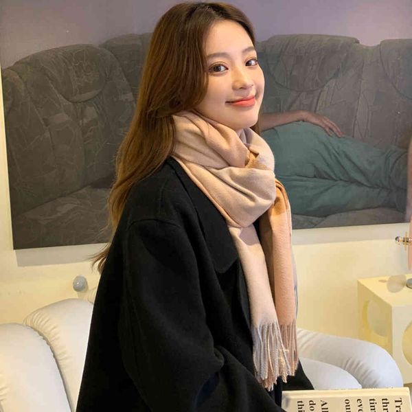 

scarf new plaid fashion versatile warm tassel shawl cashmere scarf autumn and winter, Blue;gray