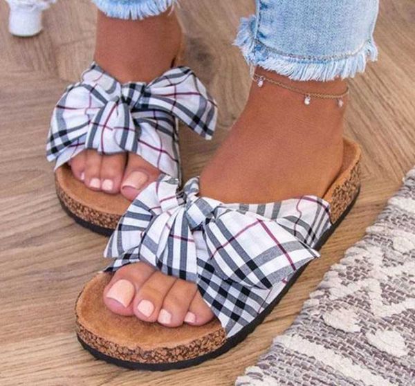 

women's beach slippers casual sewing ladies flat shoes summer bow-knot female sandals comfortable elegant woman shoes new y0427, Black