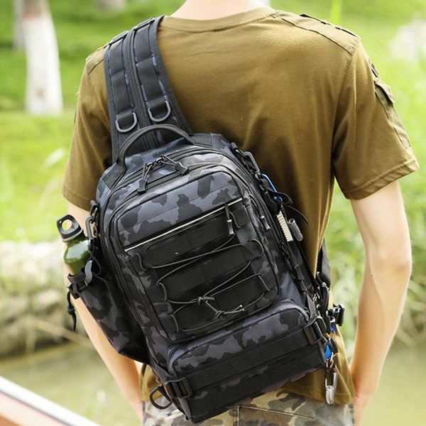 

fishing accessories backpack multifunctional tackle bag outdoor water-resistant sling reel lure hunting camouflage shoulder