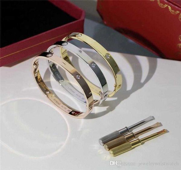 

luxury designer love bracelets bangle gfb 18k gold plated with original box card bag unique code numbers cart diamond, Black
