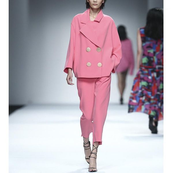 

women's two piece pants fashion women set pant suits elegant blazer runway designer ladies office work business wear pantsuits, White