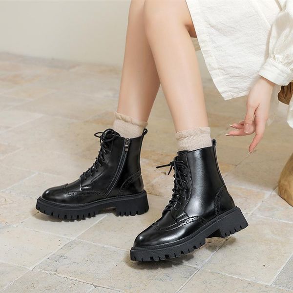 

boots autumn riding women's single british style short 2021 mid-tube, Black