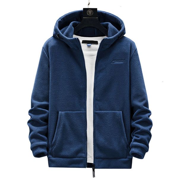 

2021 new spring and autumn large solid color cardigan fleece pullover sweater men's hooded jacketwinter, Black;brown