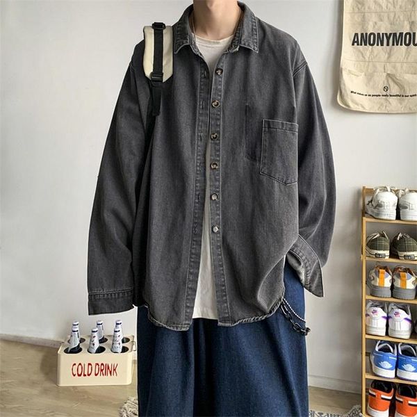 

men's jackets autumn oversize denim jacket fashion casual pocket tooling mens streetwear loose hip-hop bomber men m-2xl, Black;brown