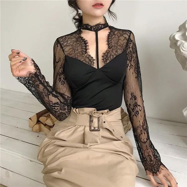 

women's blouses & shirts heydress 2021 women autumn long sleeve blouse ladys v-neck solid halter backless female hollow out slim, White