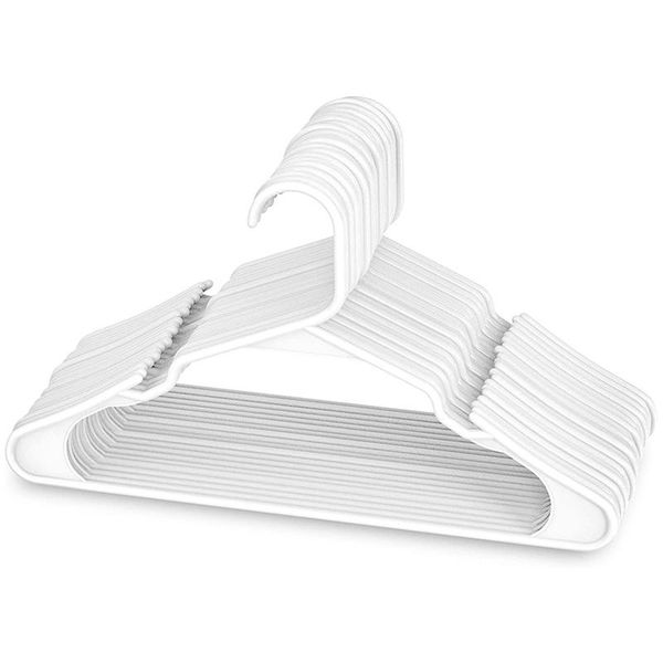 

white plastic hangers, plastic clothes hangers perfect for everyday standard use, clothing hangers (white, 20 pack)
