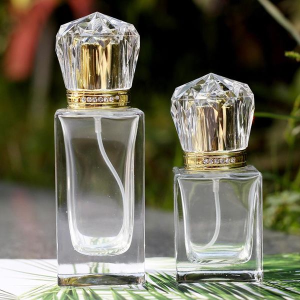 

storage bottles & jars 30ml crystal bottle with gold cap diamonds square high-grade spray 50pcs/lot