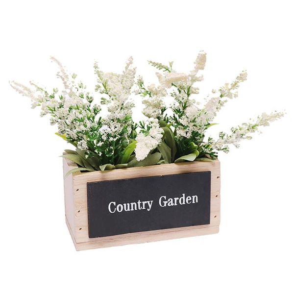 

potted plant fake flower lavender artificial flowers room plastic romantic wooden box wedding office purple bouquet floral decor