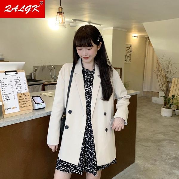 

women's suits & blazers blazer jacket 2021 autumn and winter are thin loose mid-length temperament solid color clothes female, White;black