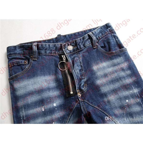 

denim jeans men designer straight br skny large size hole worn out all season casual style fashionable pants, Blue