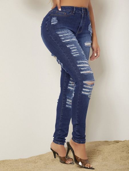 

sxy high waist ripped skinny jeans q3es#, Blue