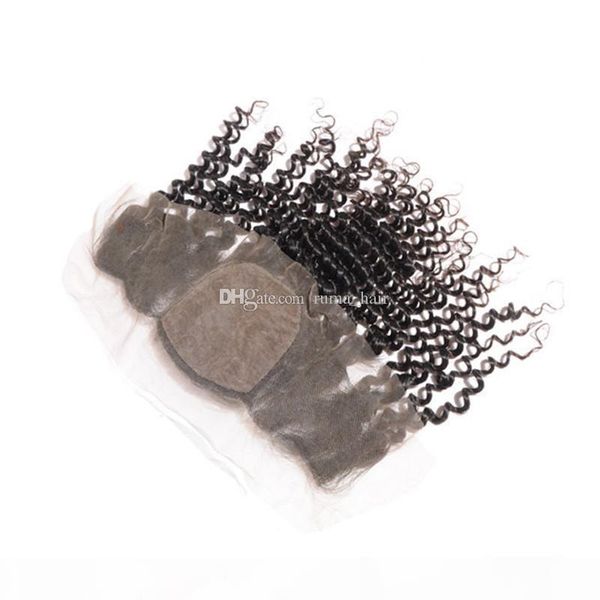 

silk base frontal closure ear to ear with baby hair deep wave 13x4" virgin human hair closure natural black color, Black;brown