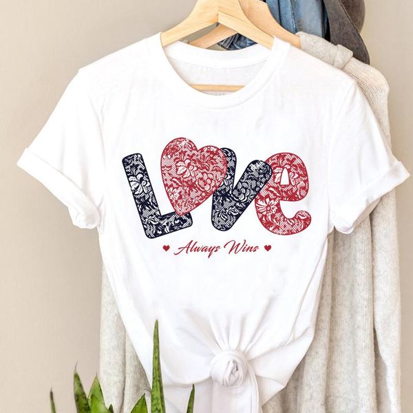 

t-shirts love valentine lover sweet womens shirt graphic t shirts print tee short sleeve style trend t-shirt feamle printing clothes spring, White