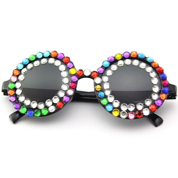 

70% off online store new round frame sunglasses rivet ball sunglasses, White;black