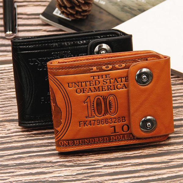 

wallets fashion male fastener pu leather dollars stamp men purse bag short wallet multi type for choose, Red;black