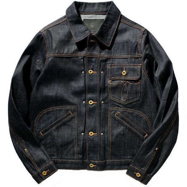 

men's jackets 2021 japanese retro original denim jacket heavy weight washed old fashion motorcycle cargo coat, Black;brown
