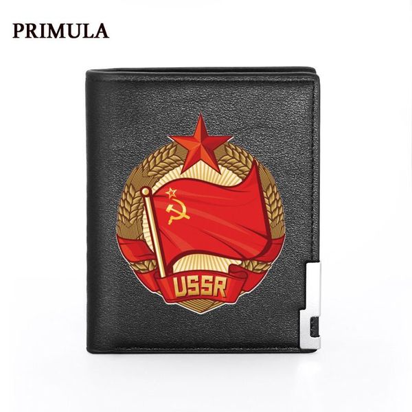 

wallets primula male pu leather men holders retro soviet flag ussr women short purses high quality, Red;black