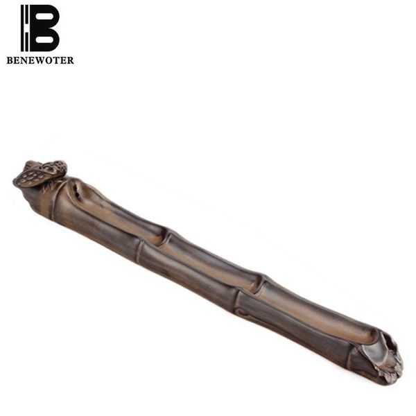 

fragrance lamps chinese vintage ceramic pottery bamboo shape with cicada stick incense burner | double hole design censer furnace ornament