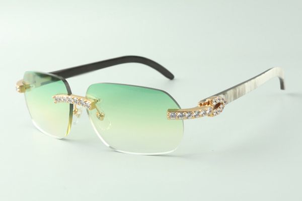 

designer xl diamond sunglasses 3524024 with mixed buffalo horn legs glasses,direct sales, size: 18-140mm, White;black
