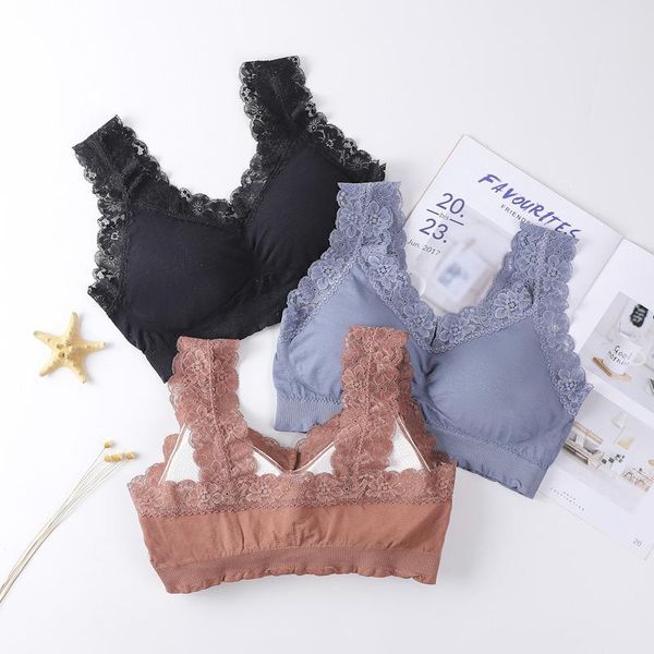 

yoga outfit lace gathering bralette women push up anti-light tube bras korean style wireless crop