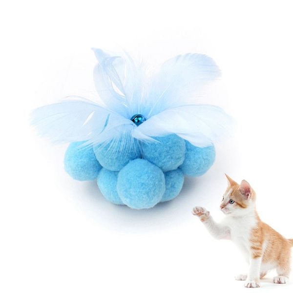 

cute funny cat toys cat plush ball interactive feather playing ball kitten toy with bell chewtoys for cats