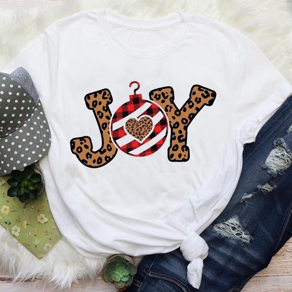 

women print lady leopard letter 90s style trend cartoon holiday merry christmas female graphic tees clothes t shirt t-shirt, White