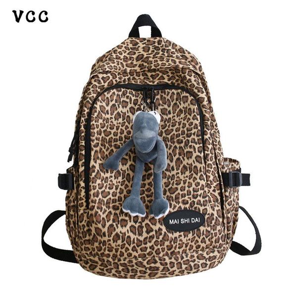 

vcc large capacity leopard print ladies backpack pendant backpack 2021 new casual bag