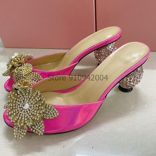 

sandals crystal ball low heel sandal women peep toe summer slipper bling butterfly flower design slippers outdoor, Black
