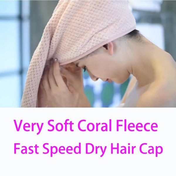 

towel coral velvet absorbent dry hair cap quick shower wy010