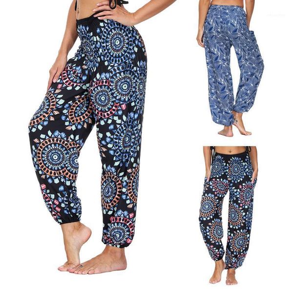 

yoga outfit women fashion bohemian printing casual loose trousers baggy boho bloomers harem pants high waist fitness sweatpants