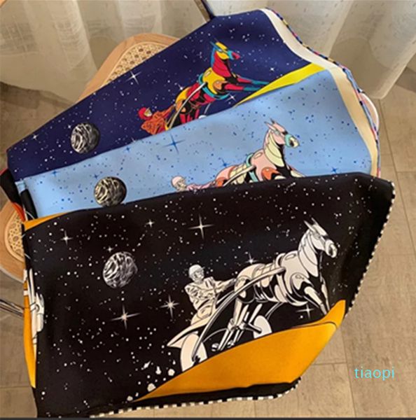 

sky racing 18  double twill silk milky way scarf shawl dual use, Blue;gray