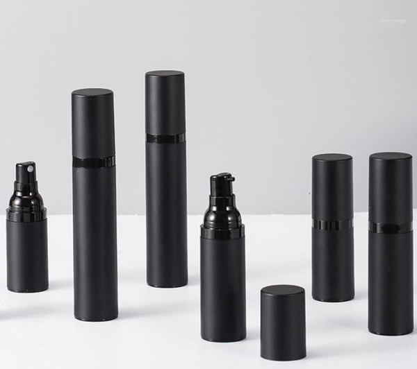 

storage bottles & jars 10pcs 15ml 30ml 50ml black airless bottle pump lid for serum/lotion/emulsion liquid foundation/recovery complex cosme