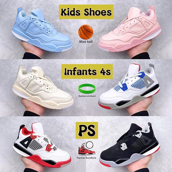 

infants 4 4s ps kids basketball shoes university blue bred sail what the pink fire red royalty men women designer sneakers trainers eur