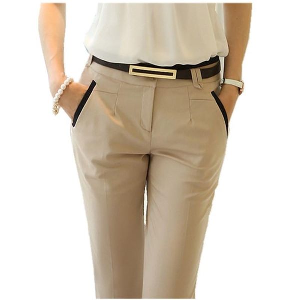 

women's pants & capris 2021 ol office work wear suit women high waist skinny slim formal pencil female trousers bottoms pantalon mujer, Black;white