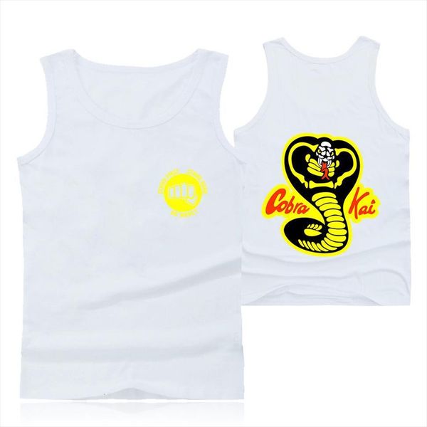 

karate kid harajuku tank cobra mens kai strike first hard no mercy fitness sleeveless shirt men summer imaginative vest, White;black