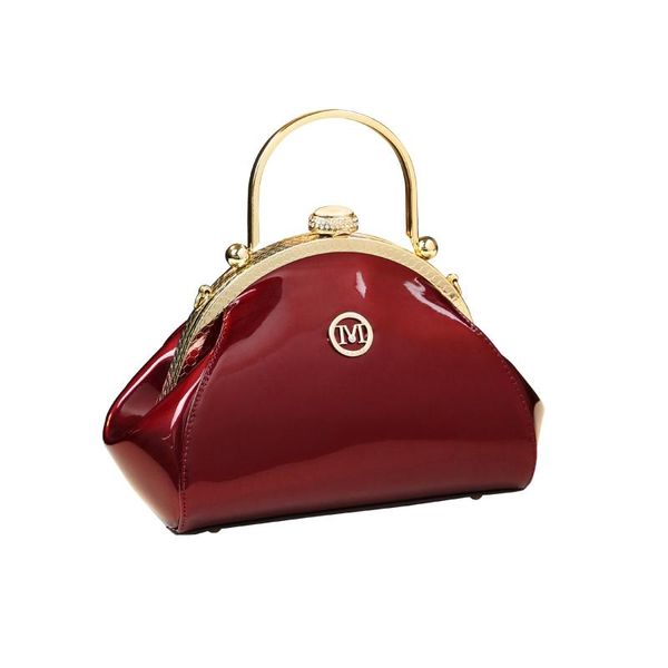 Bolsas de noite Trendência de moda Trendência pequena Patente Couro Bola feminina feminina Senhoras Red Casamento Mensageiro Mensageiro Clip de ombro Top Saco Saco