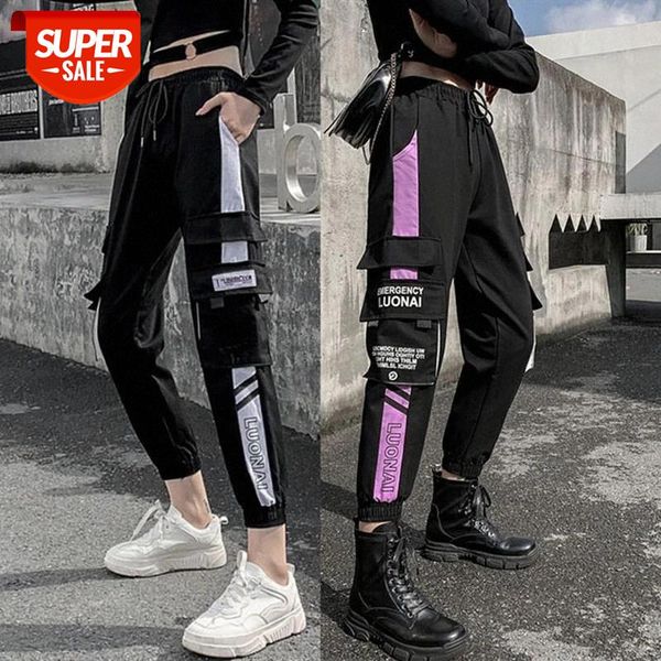 

ankle-length harem pants joggers sweatpants korean style new 2020 womens fashion clothes autumn black cargo pants pants #7c2c, Black;white
