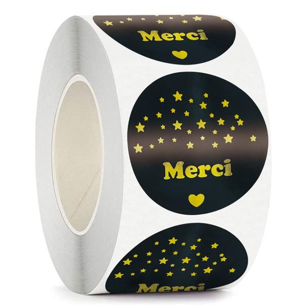 

gift wrap 100-500pcs black gold foil merci french thank you labels stickers for small business wedding party xmas cards envelope seal