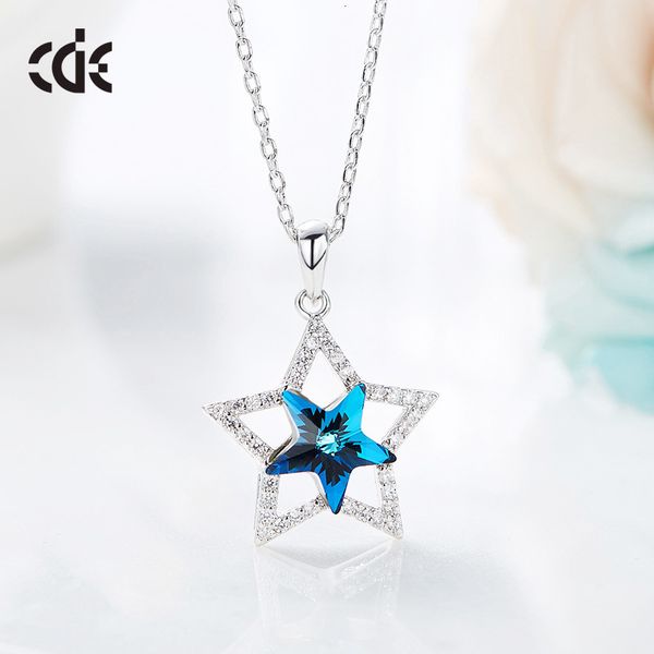 

necklace sidel 925 silver , women's five pointed star with swarovski elements