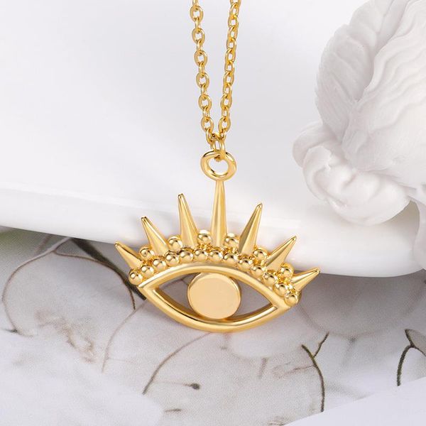 

pendant necklaces vintage fashion evil eye clavicle chain statement stainless steel necklace women accessory collares femme, Silver